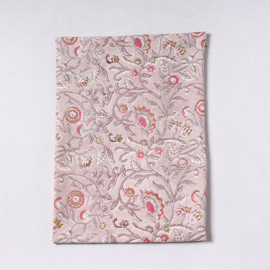 Brown - Sanganeri Block Printed Cotton Precut Fabric (0.7 meter) 53