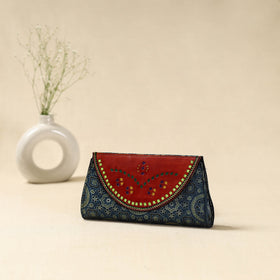 Handcrafted Kutch Ajrakh Flap Leather Clutch / Wallet 23