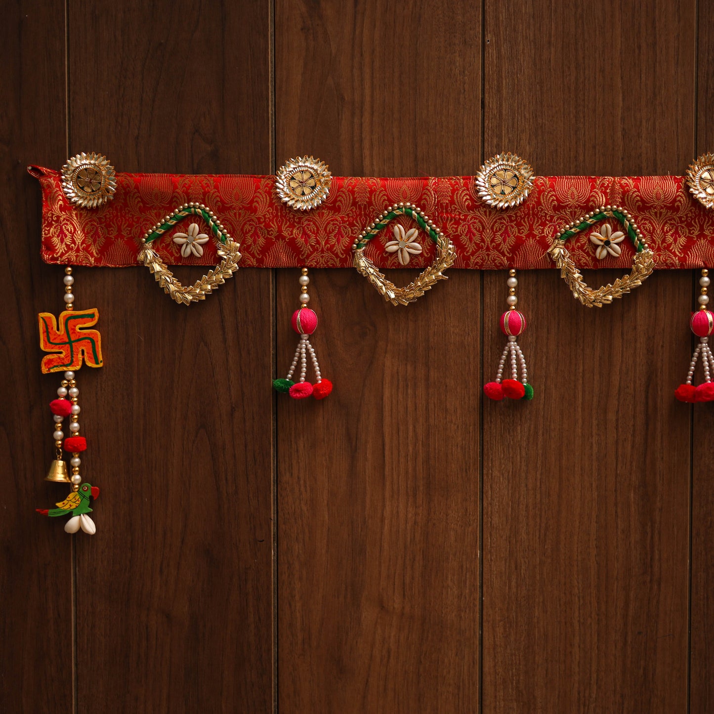 Handmade gota & bead work banarasi fabric toran for home