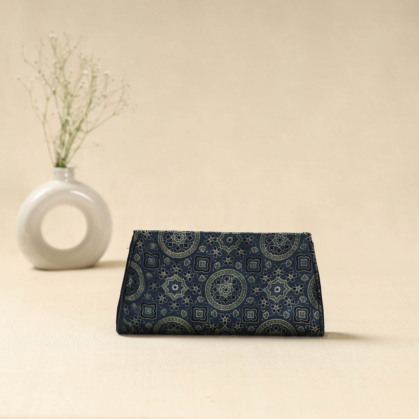 Handcrafted Kutch Ajrakh Flap Leather Clutch / Wallet 23