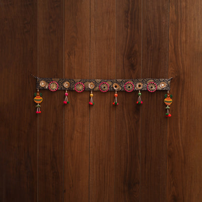 Handmade gota & bead work banarasi fabric toran for home