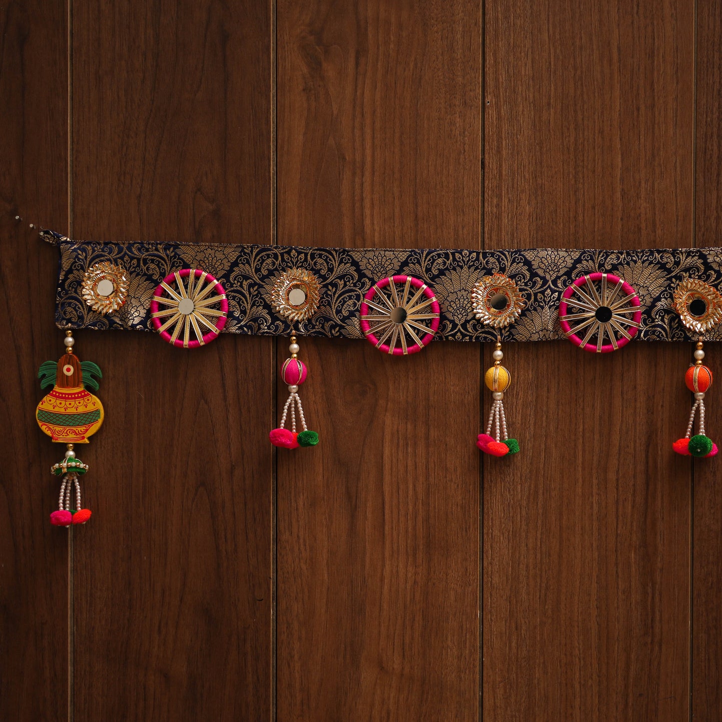 Handmade gota & bead work banarasi fabric toran for home