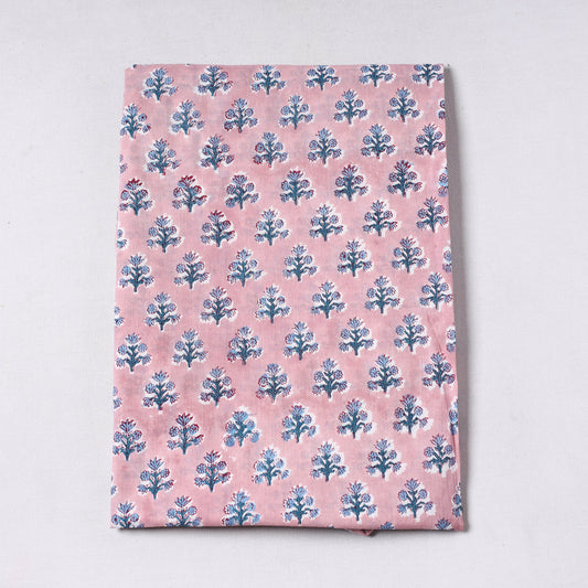 Peach - Sanganeri Block Printed Cotton Precut Fabric (1.4 meter) 59