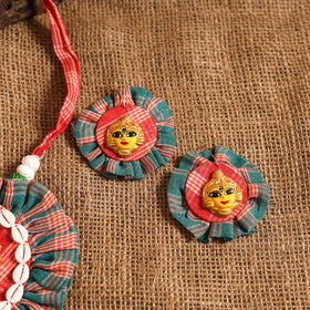 Red - bishnupur handpainted fabart clay maa durga necklace