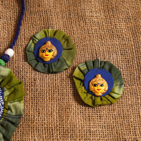 Green - bishnupur handpainted fabart clay maa durga