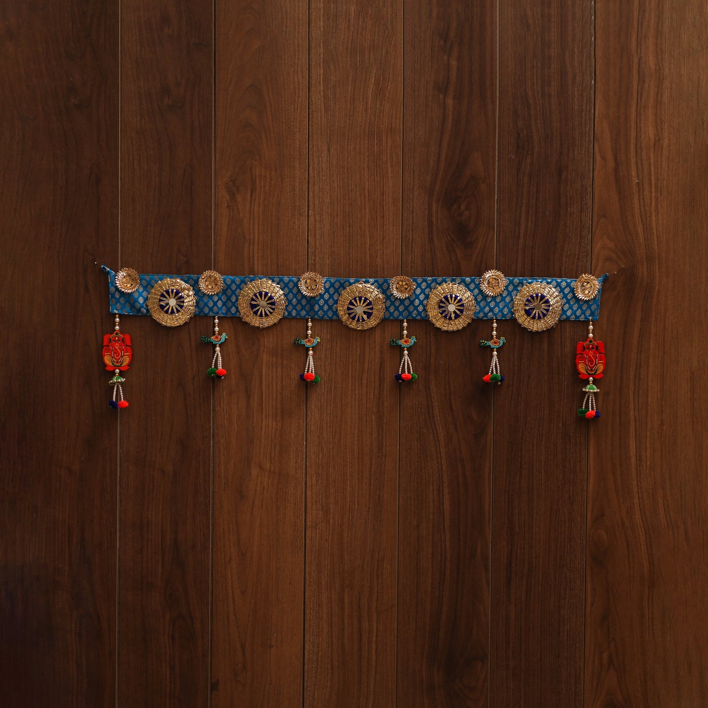 Handmade gota & bead work banarasi fabric toran for home