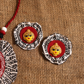 Red - bishnupur handpainted fabart clay maa durga necklace