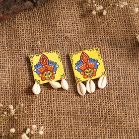 Yellow - maa durga bishnupur handpainted fabart earrings 07