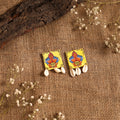 Yellow - maa durga bishnupur handpainted fabart earrings 07
