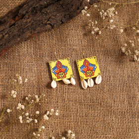 Yellow - maa durga bishnupur handpainted fabart earrings 07