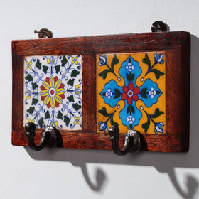  Original Blue Pottery Ceramic Tile Wall Hook Hanger (2 Peg) Online at iTokri.com