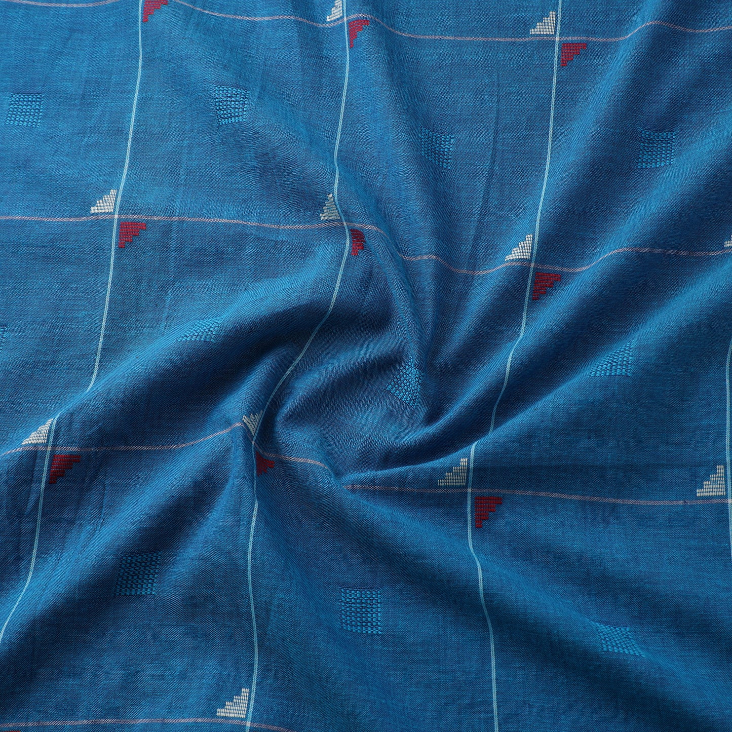 Blue - Prewashed Cotton Jacquard Fabric 49