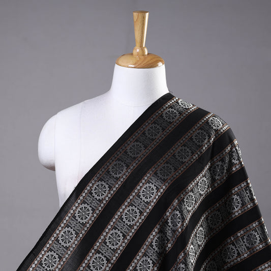 Black - Sambalpuri Ikat Weave Handloom Cotton Fabric