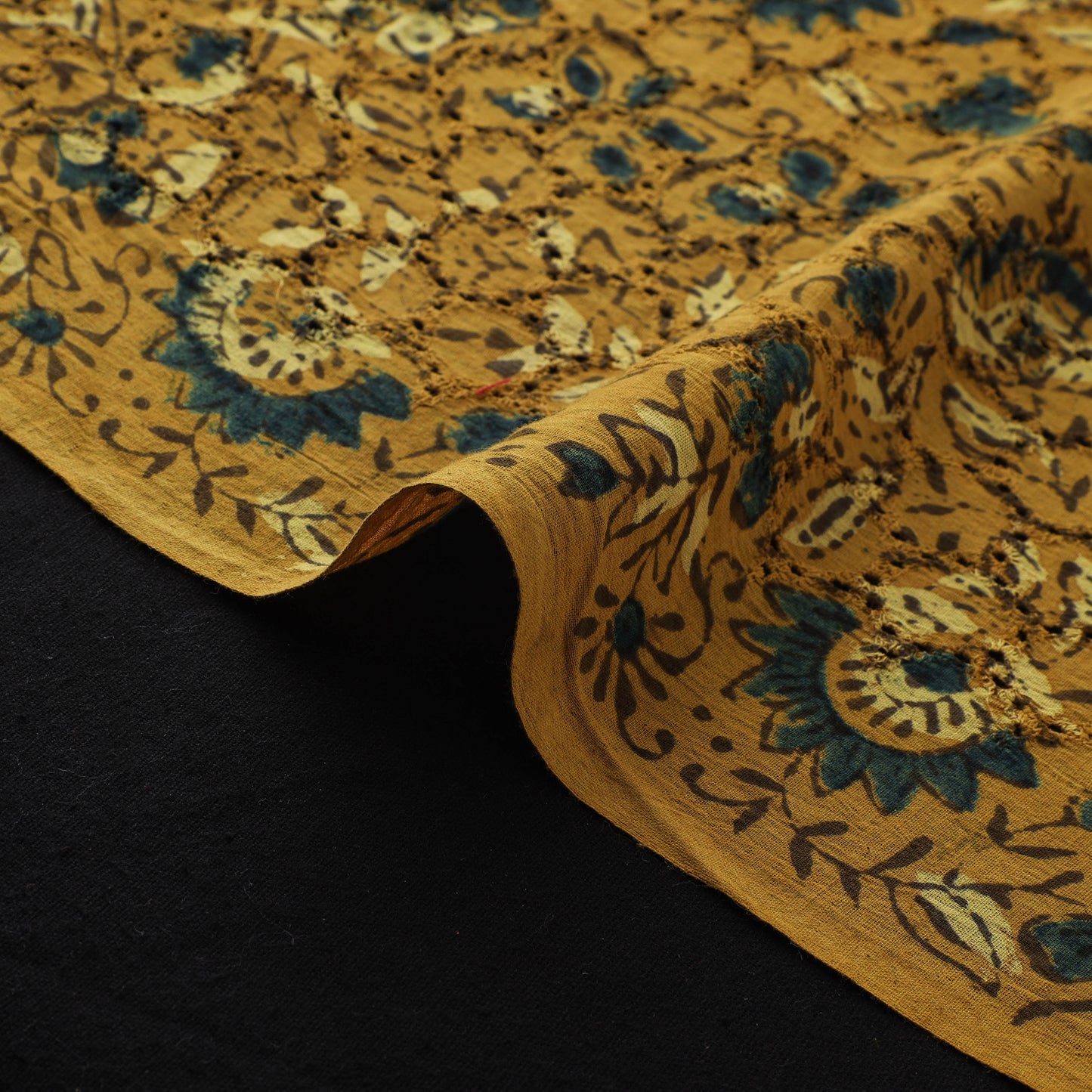 Ajrakh Hand Block Print Natural Dyed Cotton Hakoba Fabric 01