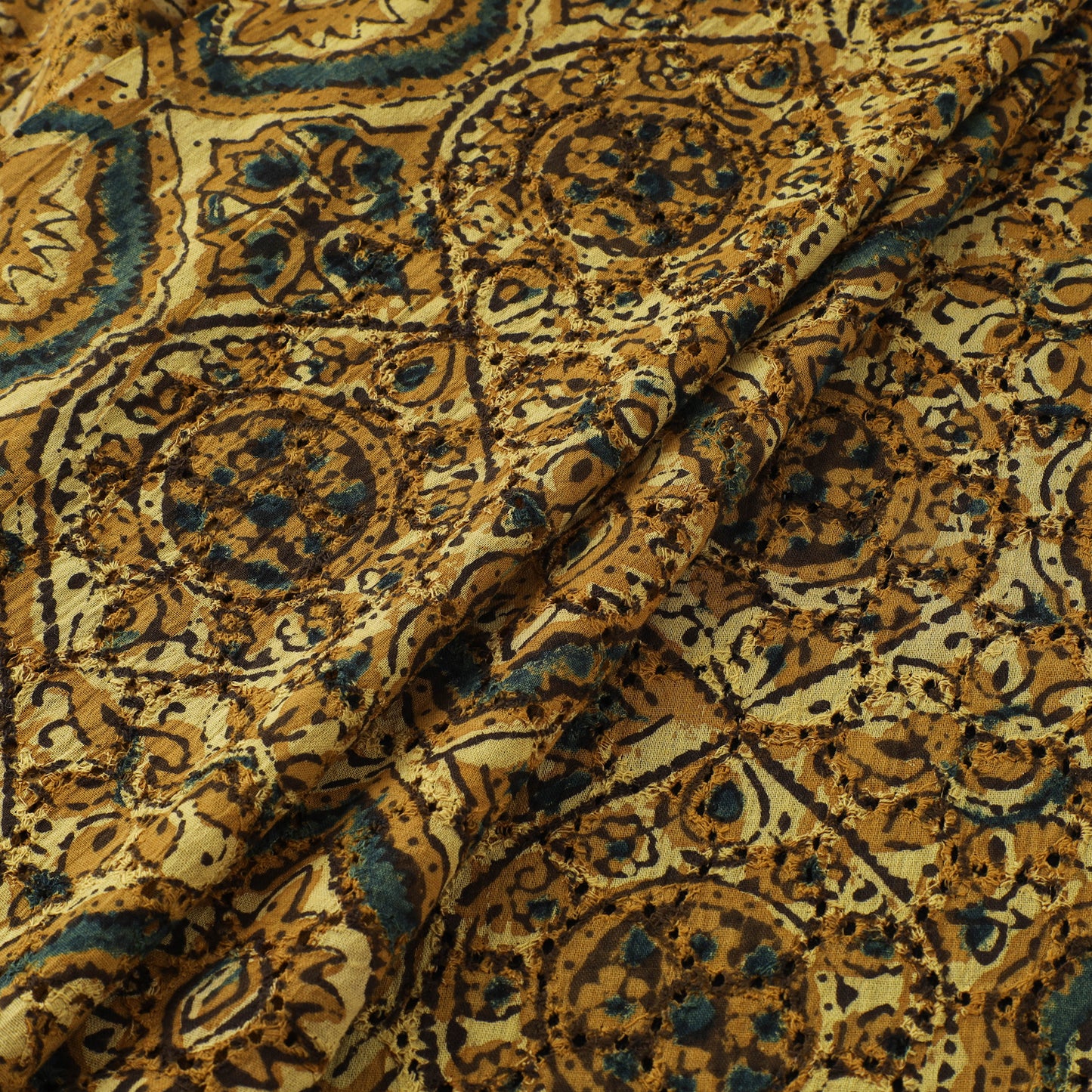 Ajrakh Hand Block Print Natural Dyed Cotton Hakoba Fabric 07