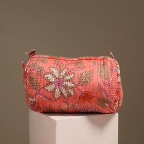 Pink - floral hand quilted toiletry bags (set of 3) 16