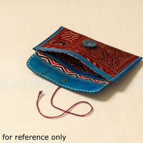 Handcrafted Kutch Embroidery Leather Ajrakh Clutch / Wallet 03