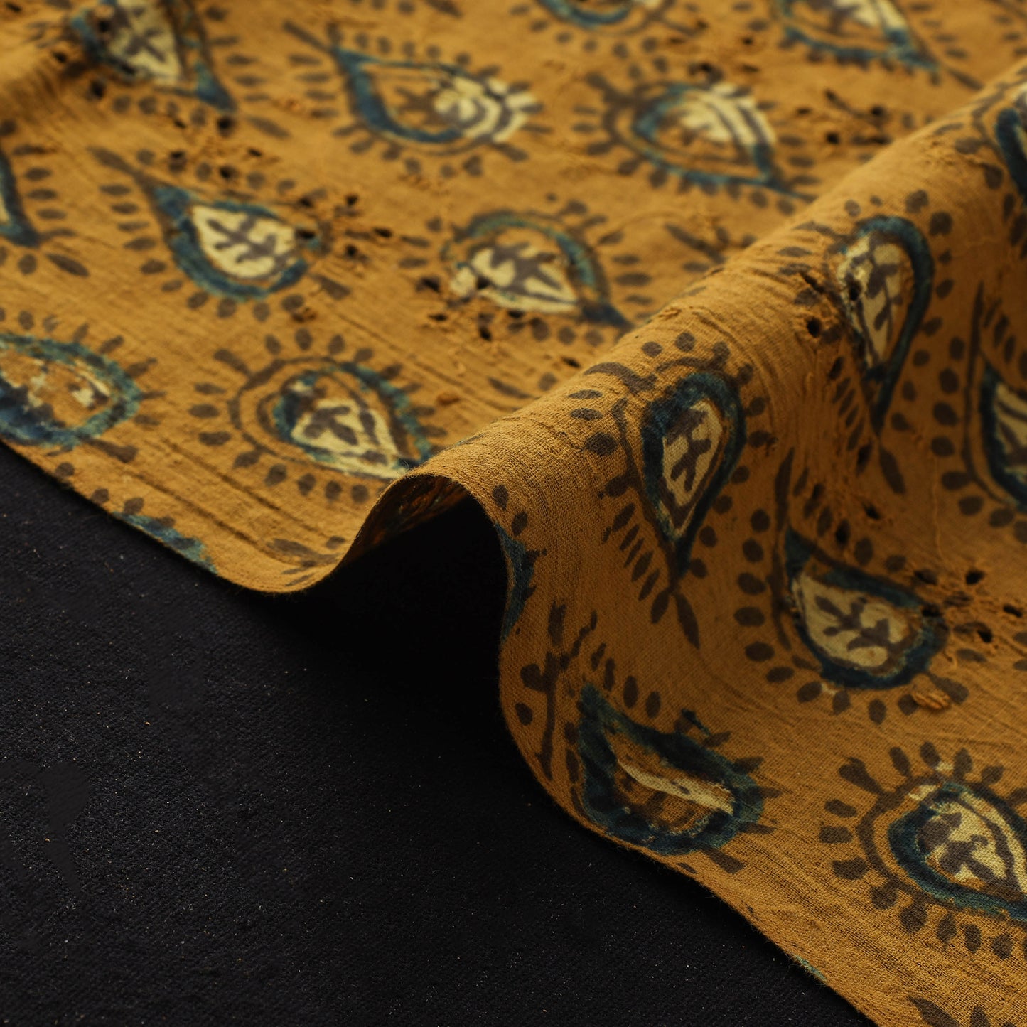 Ajrakh Hand Block Print Natural Dyed Cotton Hakoba Fabric 15