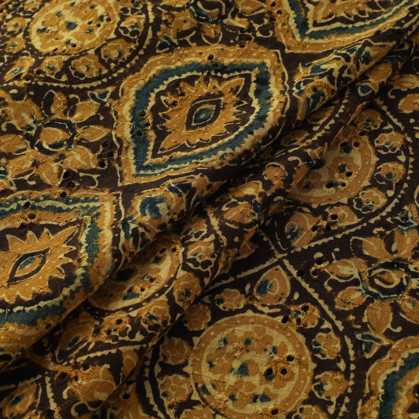 Ajrakh Hand Block Print Natural Dyed Cotton Hakoba Fabric 17