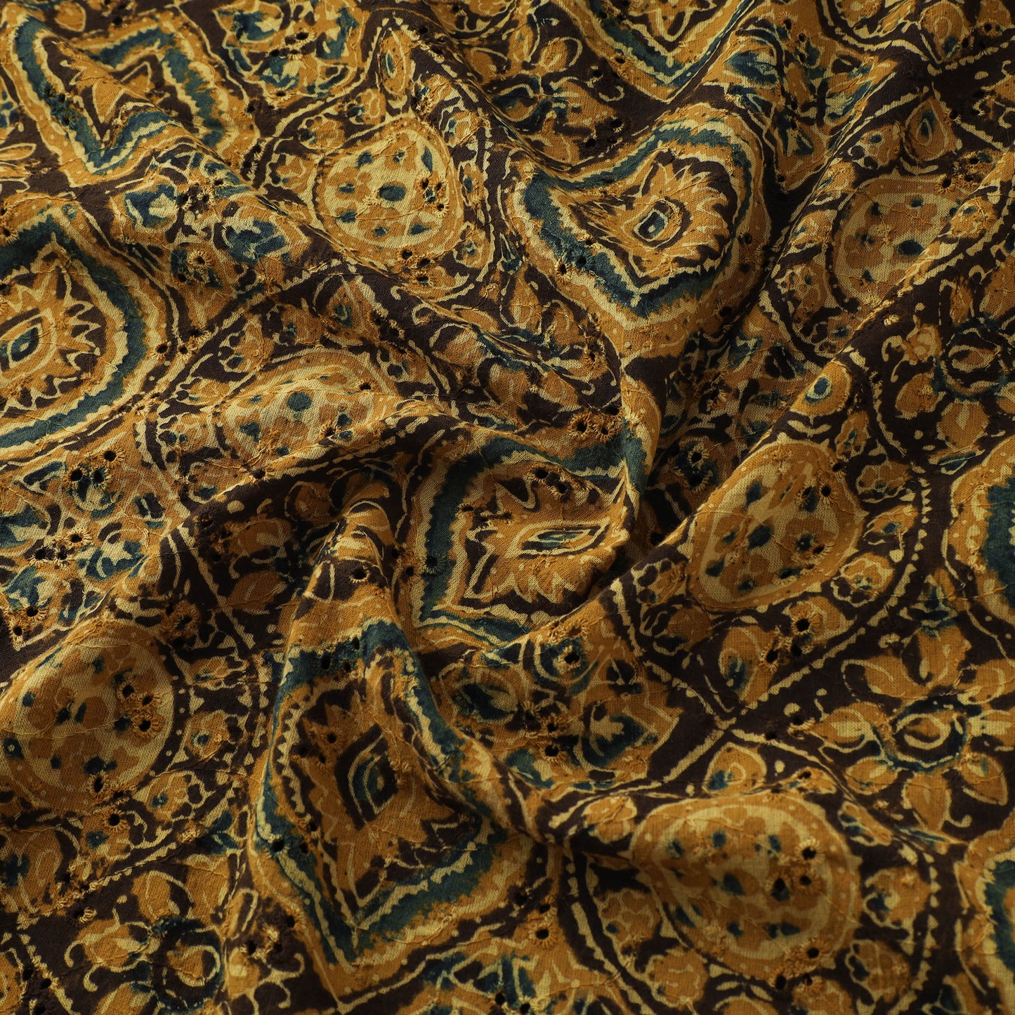 Ajrakh Hand Block Print Natural Dyed Cotton Hakoba Fabric 17