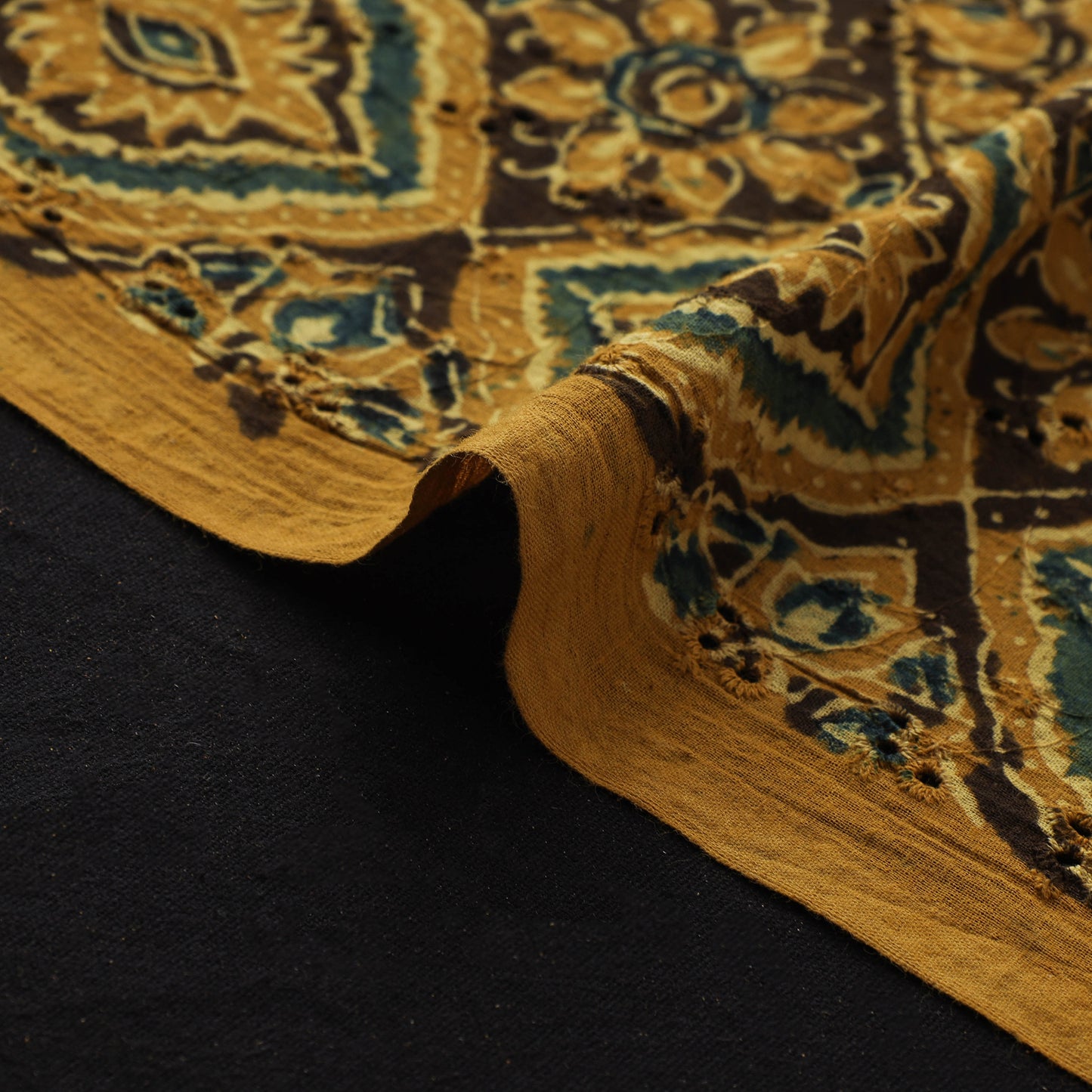 Ajrakh Hand Block Print Natural Dyed Cotton Hakoba Fabric 17