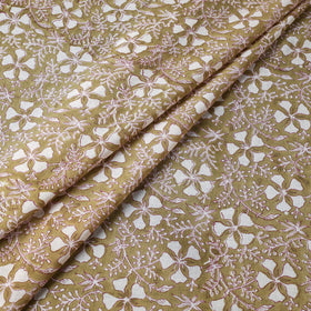 Buy Brown With Florals Sanganeri Block Printed Cotton Fabric Online at iTokri.com