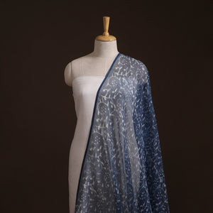 Blue - Bagru Indigo Hand Block Print Kota Doria Natural Dyed Cotton Fabric 10