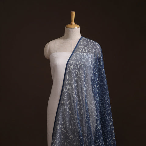Bagru Indigo Hand Block Print Kota Doria Natural Dyed Cotton Fabric 10