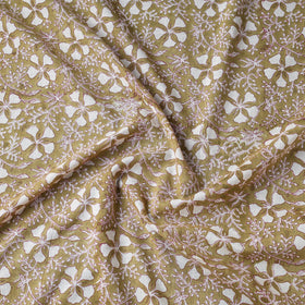 Buy Brown With Florals Sanganeri Block Printed Cotton Fabric Online at iTokri.com