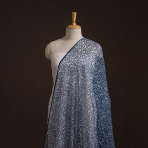 Blue - Bagru Indigo Hand Block Print Kota Doria Natural Dyed Cotton Fabric 09