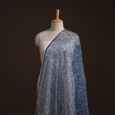 Bagru Indigo Hand Block Print Kota Doria Natural Dyed Cotton Fabric 09