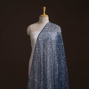 Blue - Bagru Indigo Hand Block Print Kota Doria Natural Dyed Cotton Fabric 08