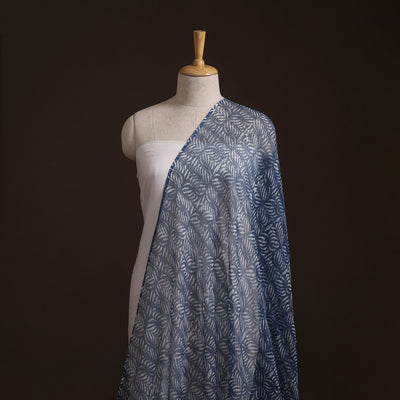 Bagru Indigo Hand Block Print Kota Doria Natural Dyed Cotton Fabric 06