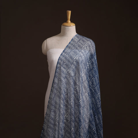 Bagru Indigo Hand Block Print Kota Doria Natural Dyed Cotton Fabric 06