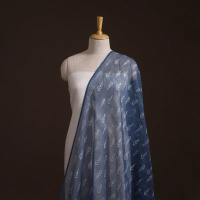 Bagru Indigo Hand Block Print Kota Doria Natural Dyed Cotton Fabric 05