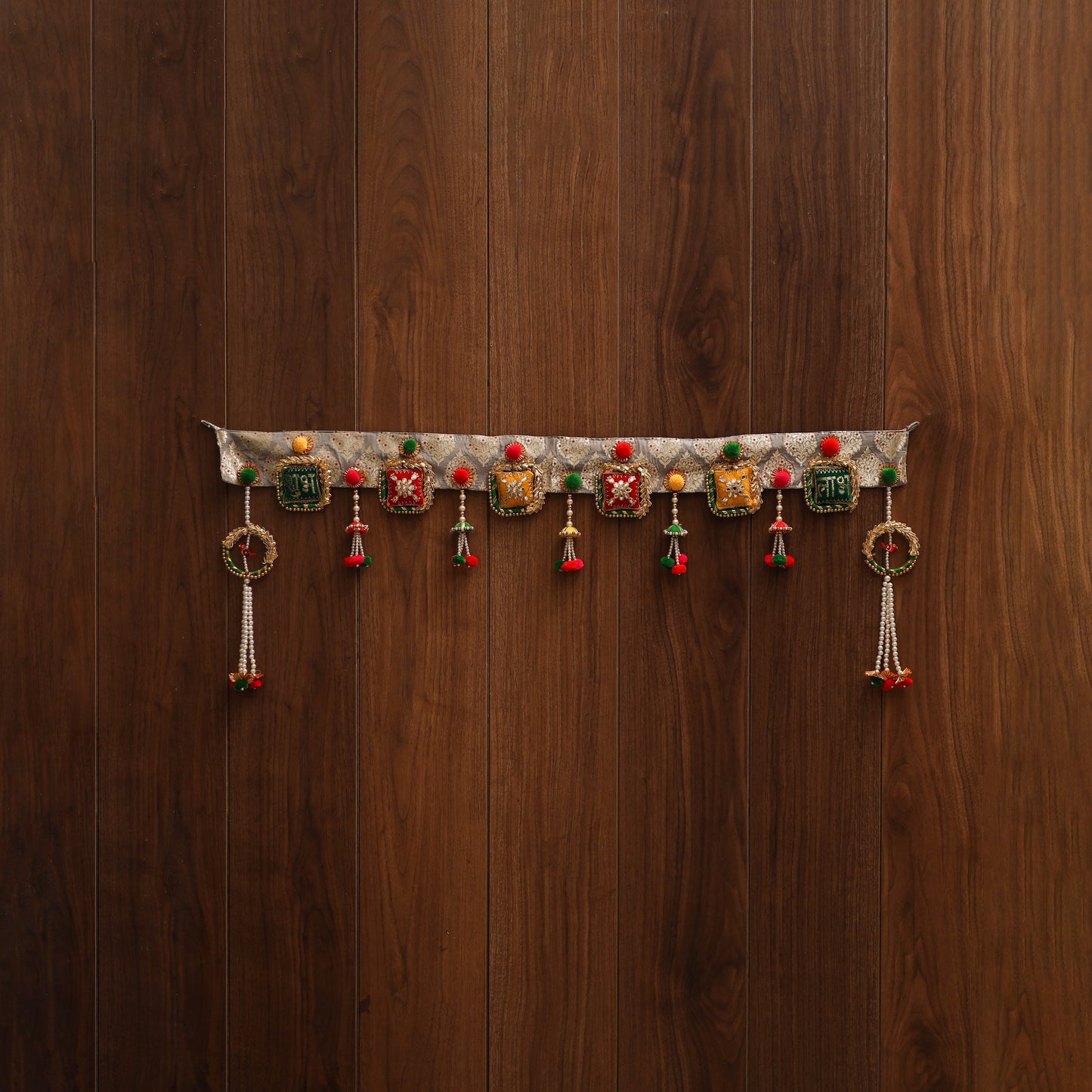 Handmade gota & bead work banarasi fabric toran for home