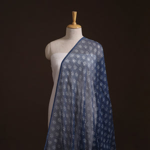 Bagru Indigo Hand Block Print Kota Doria Natural Dyed Cotton Fabric 03