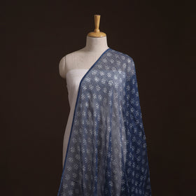Bagru Indigo Hand Block Print Kota Doria Natural Dyed Cotton Fabric 03