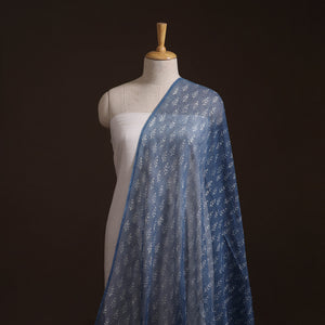 Blue - Bagru Indigo Hand Block Print Kota Doria Natural Dyed Cotton Fabric 02
