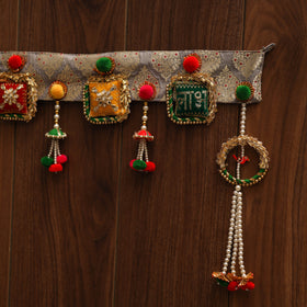 Handmade gota & bead work banarasi fabric toran for home