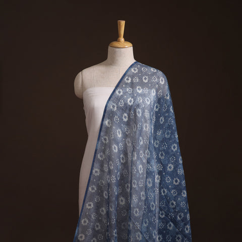 Bagru Indigo Hand Block Print Kota Doria Natural Dyed Cotton Fabric 01