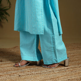 Blue - cotton jacquard kurta set (set of 3) 13 - handcrafted