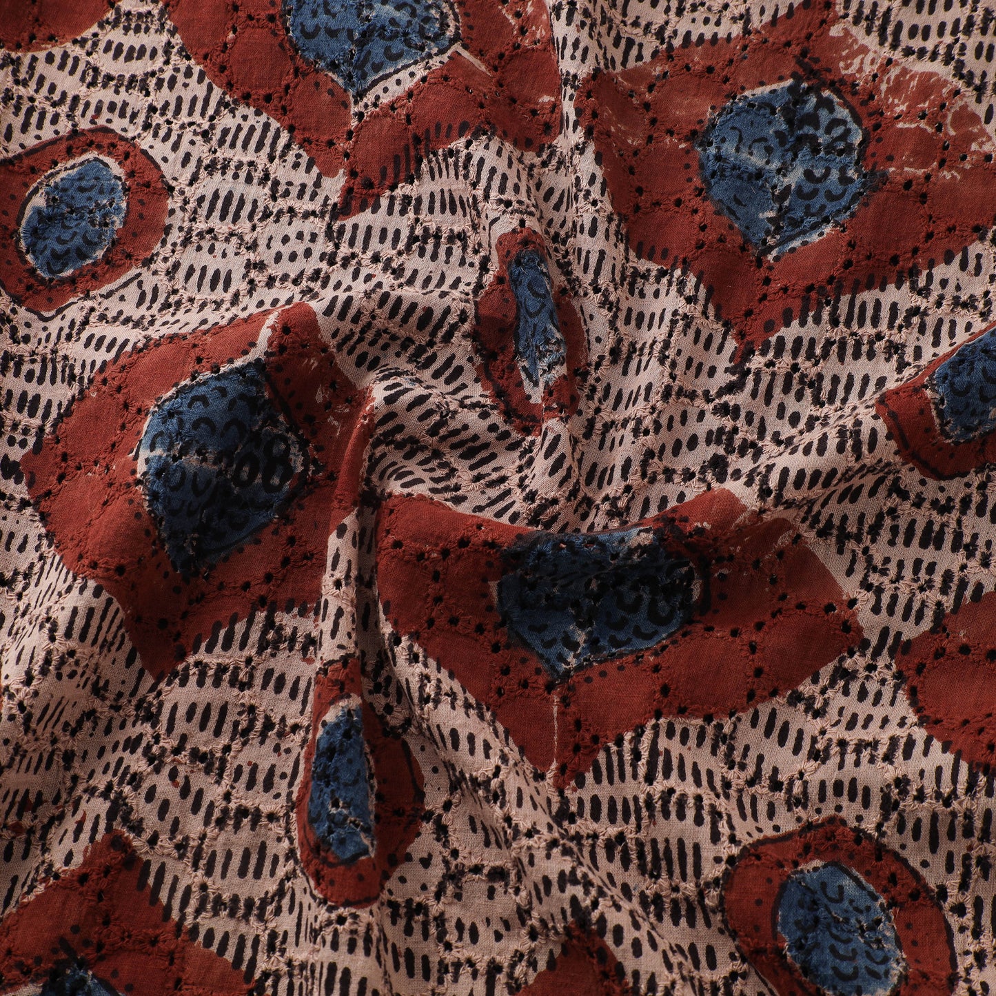 Ajrakh Hand Block Print Natural Dyed Cotton Hakoba Fabric 36