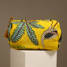 Yellow - floral hand quilted toiletry bags (set of 3) 32