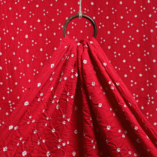 Vermilion Red Kutch Bandhani Tie-Dye Cotton Fabric