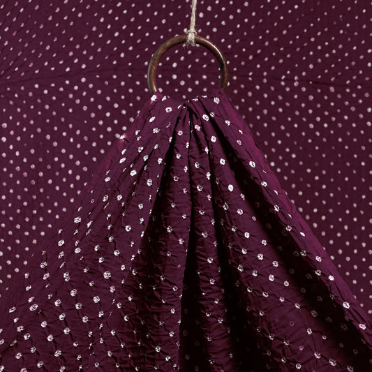 Purple - Wine Dregs Kutch Bandhani Tie-Dye Cotton Fabric