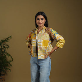 Yellow - hand-stitched mosaic cotton women’s jacket 03