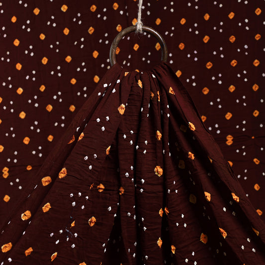 Chocolate Brown Kutch Bandhani Tie-Dye Cotton Fabric 03