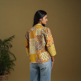 Yellow - hand-stitched mosaic cotton women’s jacket 03