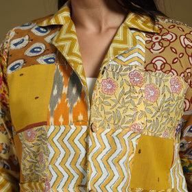 Yellow - hand-stitched mosaic cotton women’s jacket 03